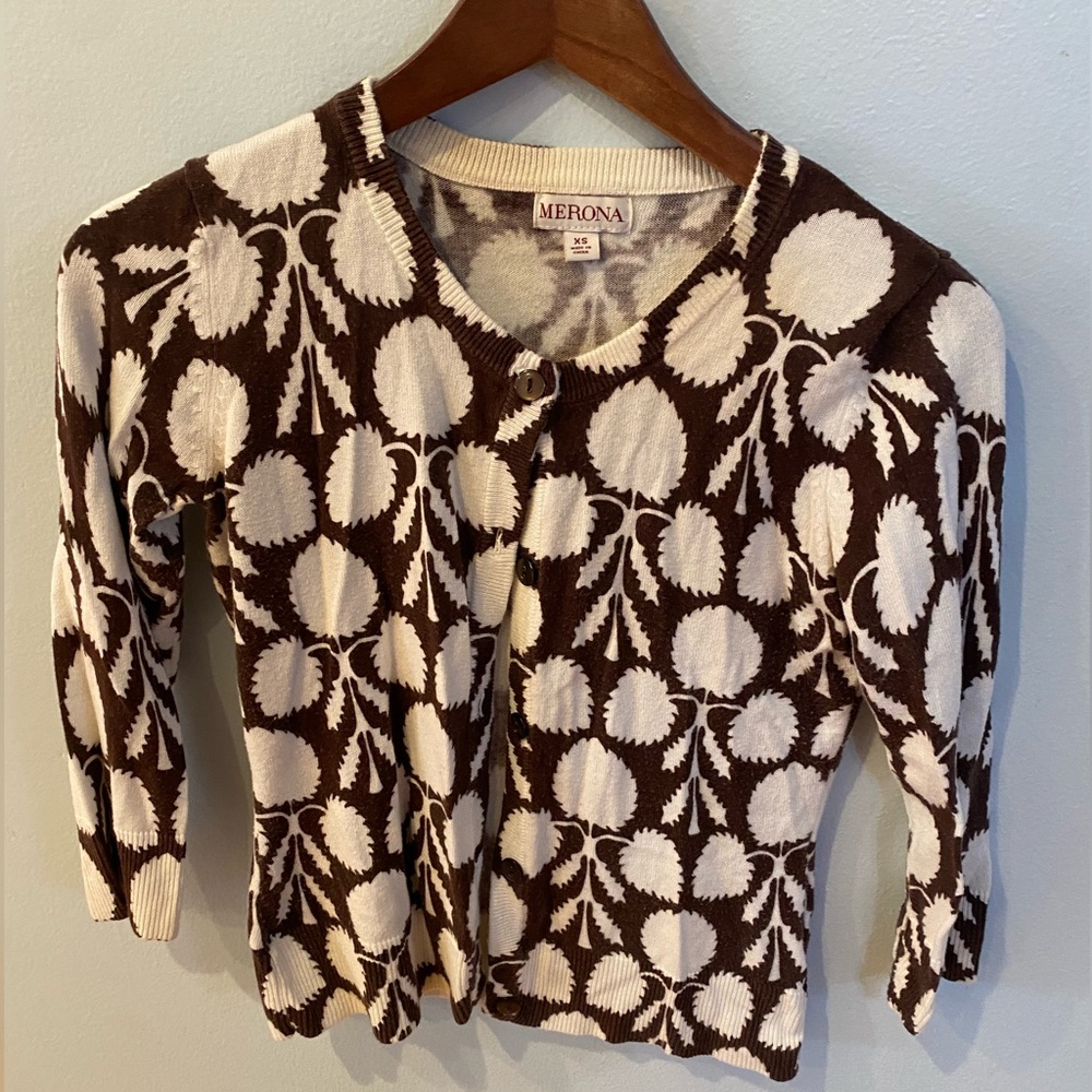Brown & White Pattern Cardigan